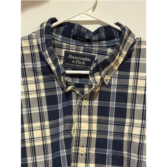 Vintage Abercrombie Fitch Mens Shirt SZ L Blue Muscle Fit - Picture 3 of 10